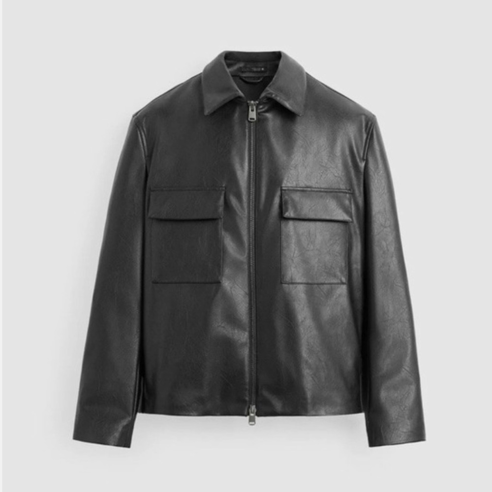 Faux Leather ZARA Man Men's Over Shirt Light Cool Classic Jacket LARGE - Picture 4 of 10
